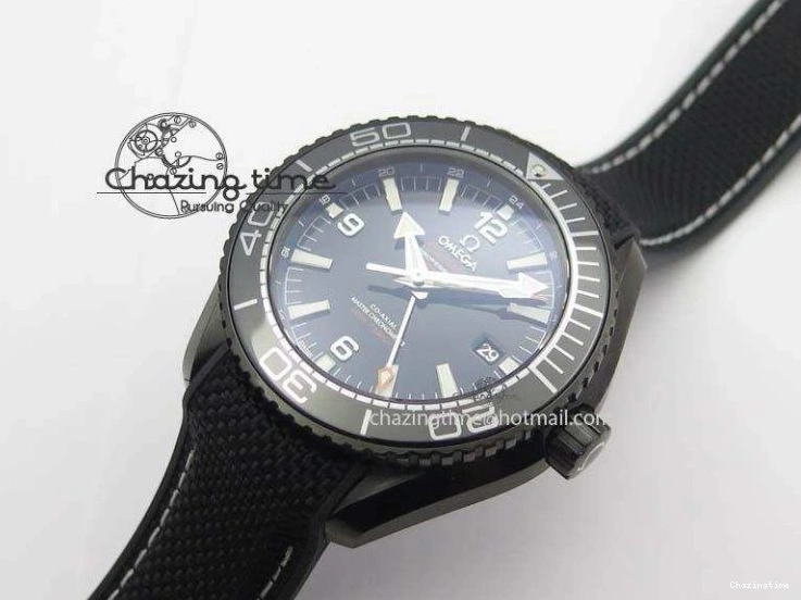 0427 Planet Ocean 45mm GMT DLC JHF Best Edition Black Dial On Rubber Strap A Durable 8194